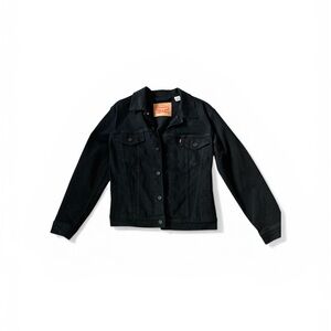 Levi's Black Jacket with Tan Leather Logo Patch